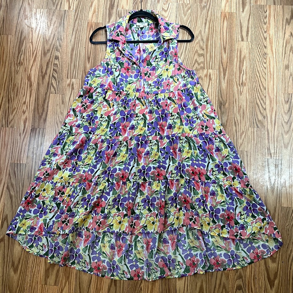 Umgee Dress Womens Medium Floral Mini Boho Lightweight Cover-Up Flowing‎ Flowers